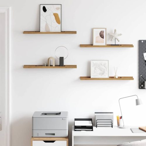  Falpolc polcokkal tárolóval 4 pcs Barna 60 x 9 x 3 cm Faanyag