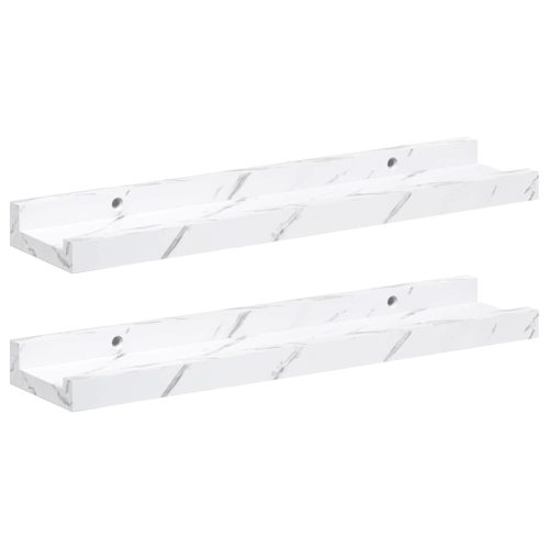  Falpolc polcokkal 2 pcs Fehér márvány 40 x 9 x 3 cm Faanyag