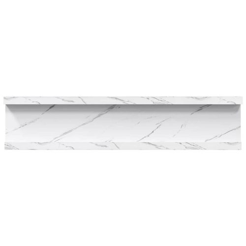  Falpolc polcokkal 2 pcs Fehér márvány 40 x 9 x 3 cm Faanyag