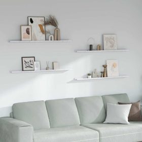    Falpolc polcokkal 4 pcs Fehér márvány 115 x 9 x 3 cm Faanyag