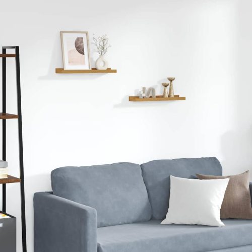  Falpolc polcokkal tárolóval 2 pcs Bézs 40 x 9 x 3 cm Faanyag