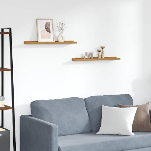  Falpolc polcokkal tárolóval 2 pcs Bézs 60 x 9 x 3 cm Faanyag