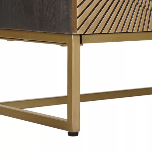  TV szekrény Bronz 105 x 30 x 50 cm Tömör Mangófa és Műszaki Fa