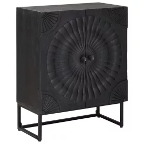    Széf Fekete 55 x 30 x 70 cm Tömör Mangófa és Műszaki Fa