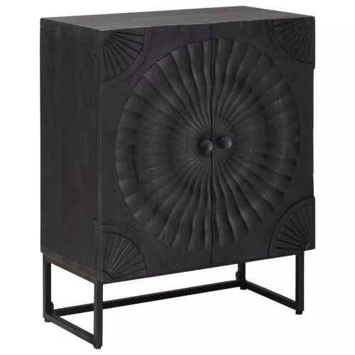  Széf Fekete 55 x 30 x 70 cm Tömör Mangófa és Műszaki Fa