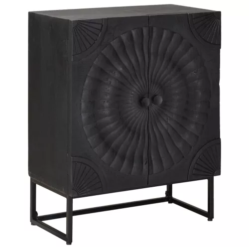  Széf Fekete 55 x 30 x 70 cm Tömör Mangófa és Műszaki Fa