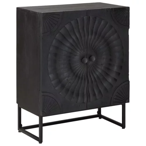  Széf Fekete 55 x 30 x 70 cm Tömör Mangófa és Műszaki Fa