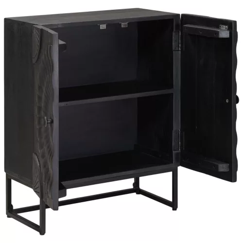  Széf Fekete 55 x 30 x 70 cm Tömör Mangófa és Műszaki Fa