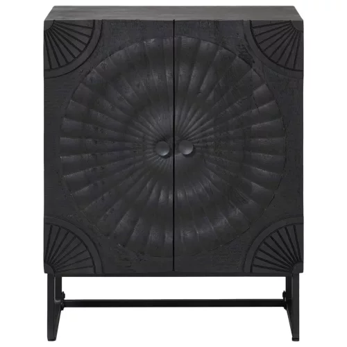  Széf Fekete 55 x 30 x 70 cm Tömör Mangófa és Műszaki Fa