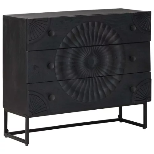  Fiókos szekrény fiókkal Fekete 75 x 30 x 65 cm