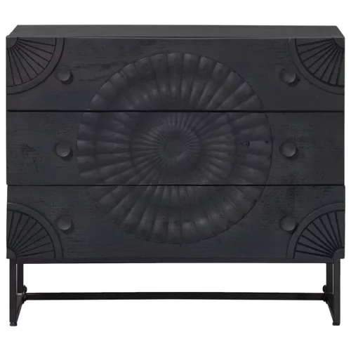  Fiókos szekrény fiókkal Fekete 75 x 30 x 65 cm