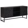  TV szekrény Fekete 105 x 30 x 54 cm Tömör Mangófa és Műszaki Fa