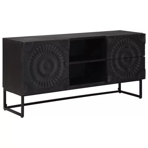  TV szekrény Fekete 105 x 30 x 54 cm Tömör Mangófa és Műszaki Fa