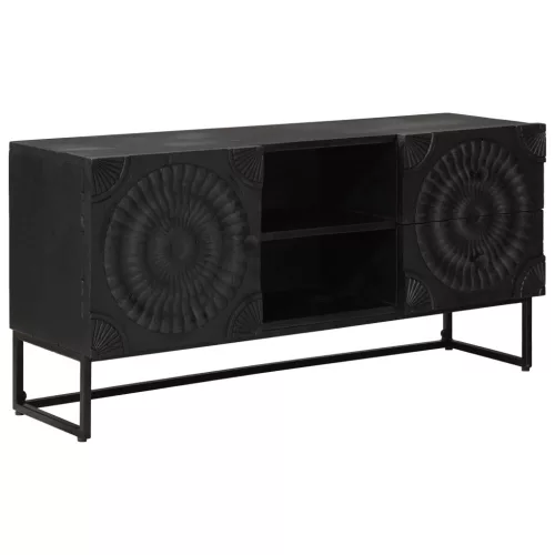  TV szekrény Fekete 105 x 30 x 54 cm Tömör Mangófa és Műszaki Fa