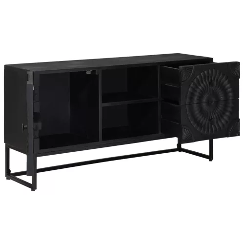  TV szekrény Fekete 105 x 30 x 54 cm Tömör Mangófa és Műszaki Fa