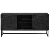  TV szekrény Fekete 105 x 30 x 54 cm Tömör Mangófa és Műszaki Fa