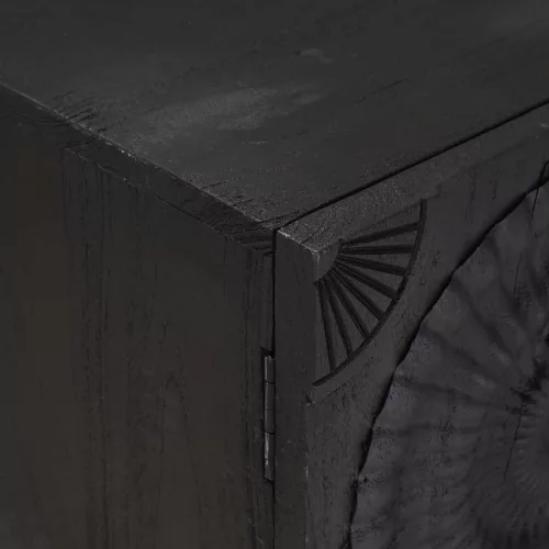  TV szekrény Fekete 105 x 30 x 54 cm Tömör Mangófa és Műszaki Fa