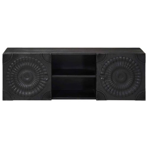  TV szekrény Fekete 105 x 30 x 35 cm Tömör Mangófa és Műszaki Fa