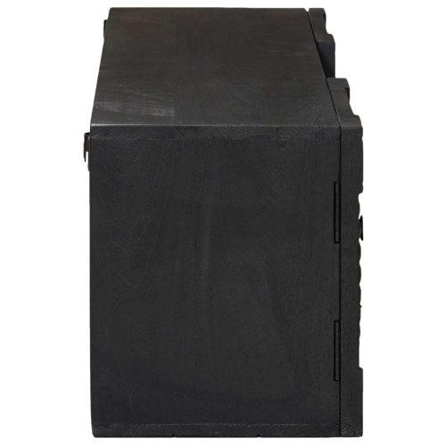  TV szekrény Fekete 105 x 30 x 35 cm Tömör Mangófa és Műszaki Fa