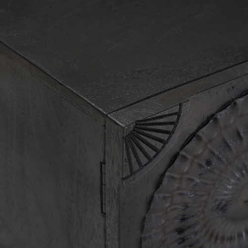  TV szekrény Fekete 105 x 30 x 35 cm Tömör Mangófa és Műszaki Fa