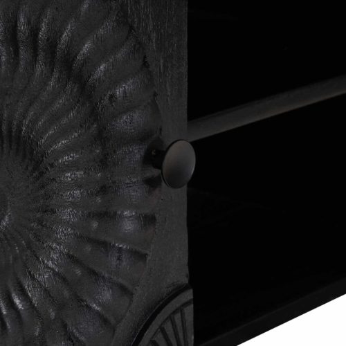  TV szekrény Fekete 105 x 30 x 35 cm Tömör Mangófa és Műszaki Fa