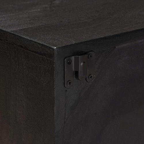  TV szekrény Fekete 105 x 30 x 35 cm Tömör Mangófa és Műszaki Fa