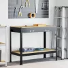  Munkaasztalok fiókkal polcokkal Fekete 81 x 41 x 145 cm Faanyag