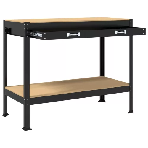  Munkaasztalok fiókkal polcokkal Fekete 81 x 41 x 145 cm Faanyag