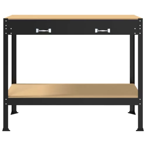  Munkaasztalok fiókkal polcokkal Fekete 81 x 41 x 145 cm Faanyag