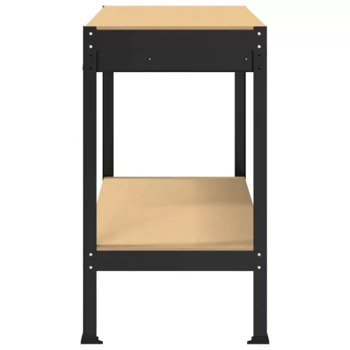  Munkaasztalok fiókkal polcokkal Fekete 81 x 41 x 145 cm Faanyag