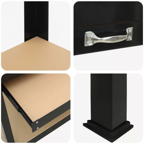  Munkaasztalok fiókkal polcokkal Fekete 81 x 41 x 145 cm Faanyag