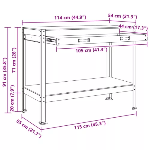  Munkaasztalok fiókkal polcokkal Fekete 81 x 41 x 145 cm Faanyag
