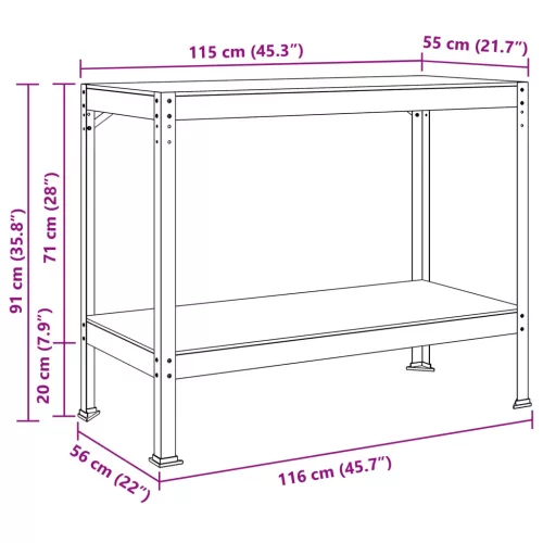  Munkaasztalok polcokkal Fekete 81 x 41 x 145 cm Faanyag