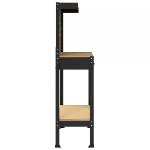  Munkaasztalok fiókkal polcokkal Fekete 81 x 41 x 145 cm Faanyag