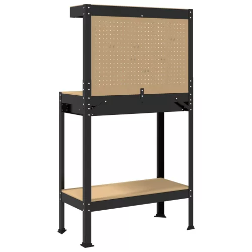 Munkaasztalok fiókkal polcokkal Fekete 81 x 41 x 145 cm Faanyag