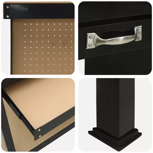  Munkaasztalok fiókkal polcokkal Fekete 81 x 41 x 145 cm Faanyag