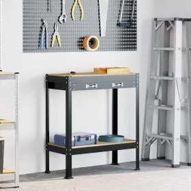    Munkaasztalok fiókkal polcokkal Fekete 81 x 41 x 145 cm Faanyag