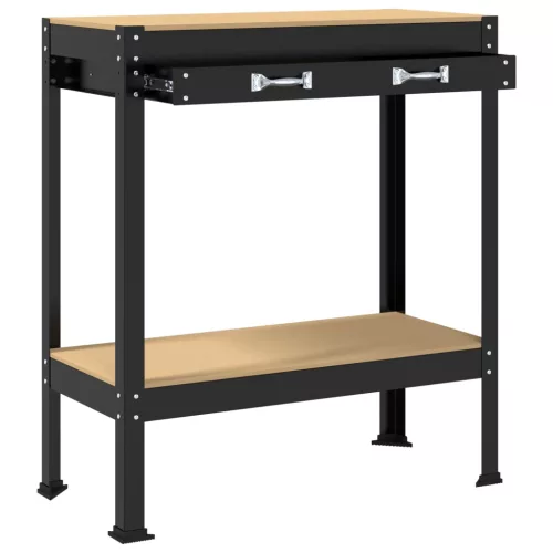  Munkaasztalok fiókkal polcokkal Fekete 81 x 41 x 145 cm Faanyag