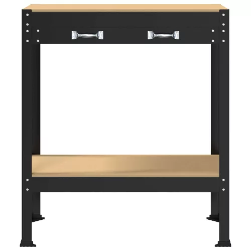  Munkaasztalok fiókkal polcokkal Fekete 81 x 41 x 145 cm Faanyag