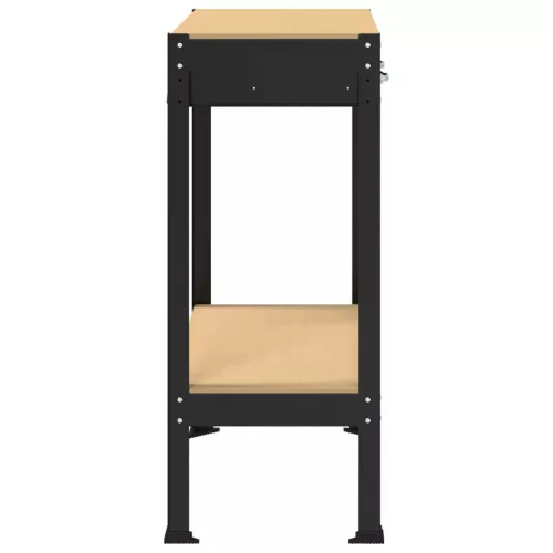  Munkaasztalok fiókkal polcokkal Fekete 81 x 41 x 145 cm Faanyag