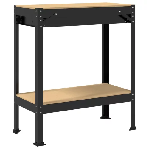  Munkaasztalok fiókkal polcokkal Fekete 81 x 41 x 145 cm Faanyag