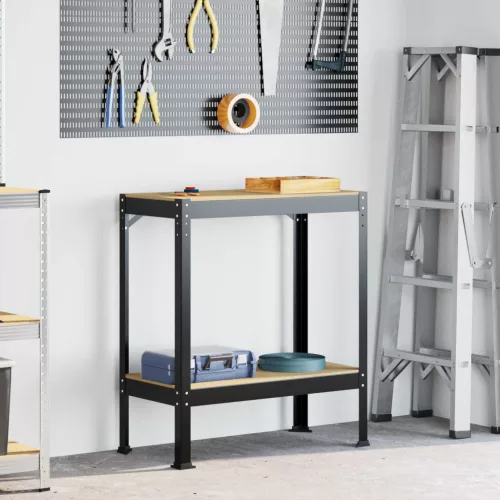  Munkaasztalok polcokkal Fekete 81 x 41 x 145 cm Faanyag