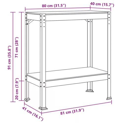  Munkaasztalok polcokkal Fekete 81 x 41 x 145 cm Faanyag
