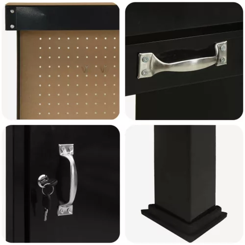  Munkaasztalok fiókkal polcokkal Fekete 81 x 41 x 145 cm Faanyag