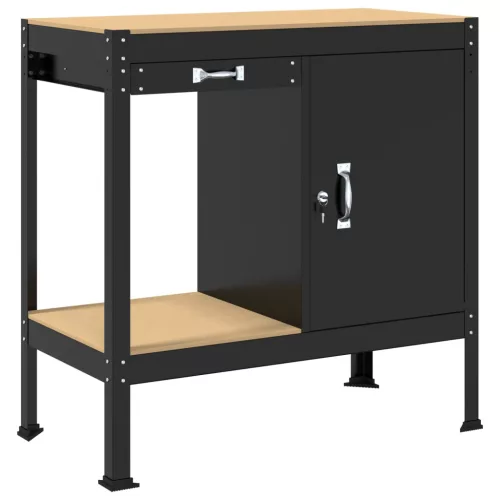  Munkaasztalok fiókkal polcokkal Fekete 81 x 41 x 145 cm Faanyag