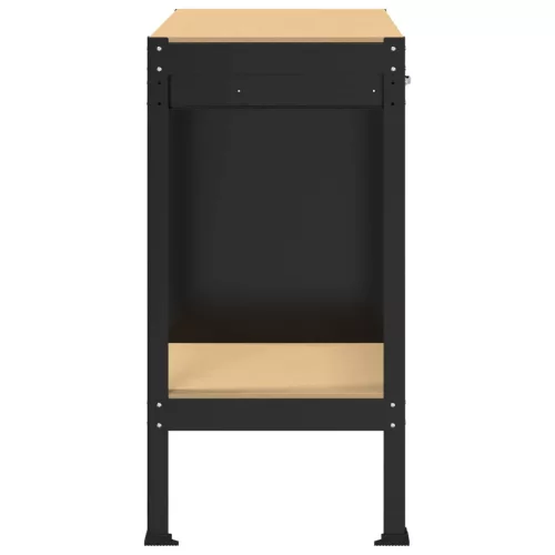  Munkaasztalok fiókkal polcokkal Fekete 81 x 41 x 145 cm Faanyag
