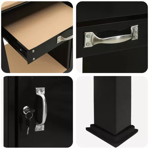  Munkaasztalok fiókkal polcokkal Fekete 81 x 41 x 145 cm Faanyag