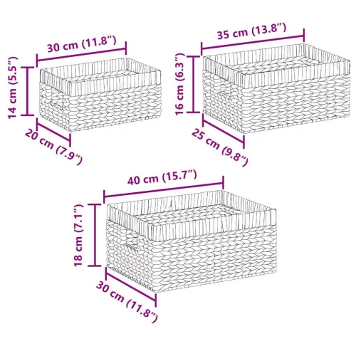  Tárolókosarak 3 pcs Természetes 40 x 30 x 18 cm Vízi jácint
