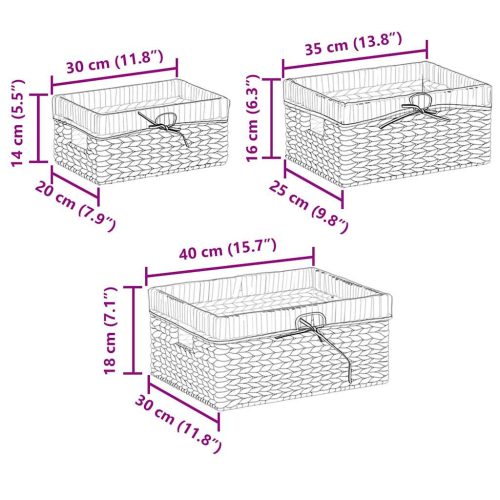  Tárolókosarak 3 pcs Természetes 40 x 30 x 18 cm Vízi jácint