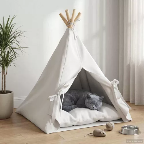  Kiskedvenc teepee párnával Fehér 50 x 50 x 60 cm Poliészter